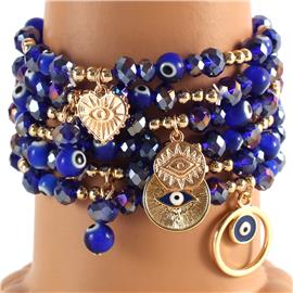 Multilayereds Beads Evil Eye Stretch Bracelet