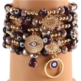 Multilayereds Beads Evil Eye Stretch Bracelet