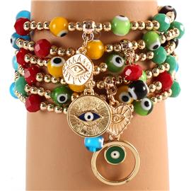 Multilayereds Beads Evil Eye Stretch Bracelet