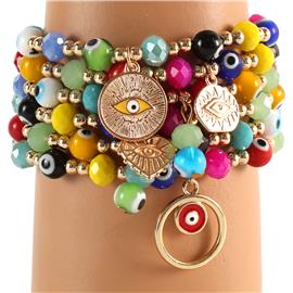 Multilayereds Beads Evil Eye Stretch Bracelet