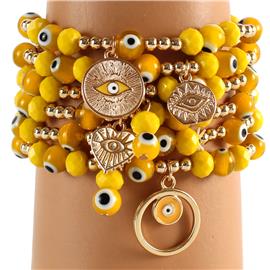 Multilayereds Beads Evil Eye Stretch Bracelet