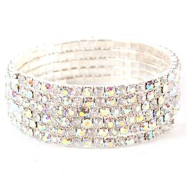 Rhinestones Basic Five Lines Bangle