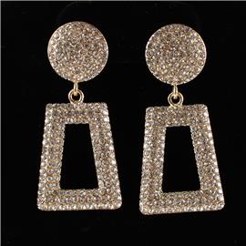 Clip On Rhinestones Dangle Earring