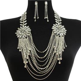 Rhinestone Shoulder Necklace Set