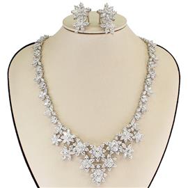 Cubic Zirconia Flower Necklace Set