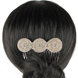 Rhinestone 3 Circle Hair Comb