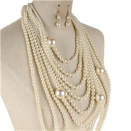 Pearl Long Necklace Set