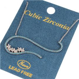 CZ Wave Pendant Necklace