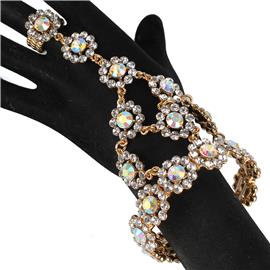 Crystal Flower Bracelet with Ring