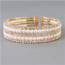 Rhinestones Pearls Bangle