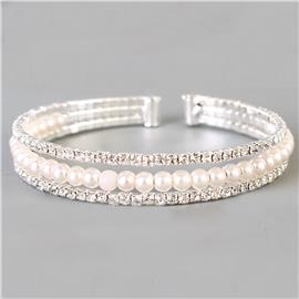 Rhinestones Pearl Three-Layereds Bracelet