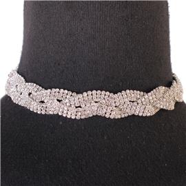 Rhinestone Braid Choker