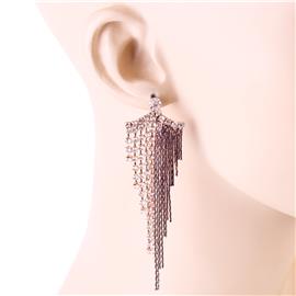 Rhinestone Metal Fringe Earring