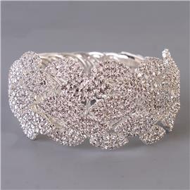 Rhinestones Casting Leaves Bracelet