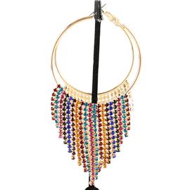 Rhinestones Fringed Hoop