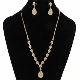 Rhinestones Casting Tear Necklace Set