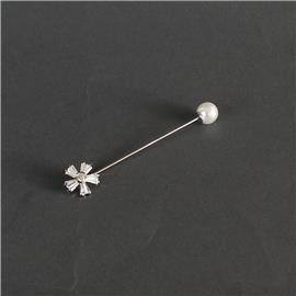 Cubic Zirconia Pearl Pin Brooch