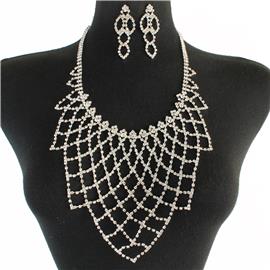 Rhinestones Bib Necklace Set