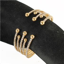 Rhinestones 5 Lined Mini Balls Bangle