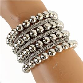 Stones Metal Multi-Balls Bangle Bracelet