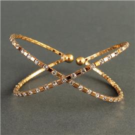 "Rhinestones Metal "X" Bangle "