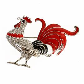 Rhinestone Chicken Brooch