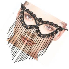 Rhinestone Fringed Party Mask