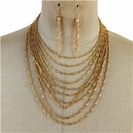 Metal Twisted Chain Necklace Set