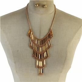 Metal Linked Bar Necklace Set