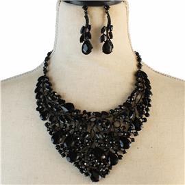 Crystal Swirl Tear Necklace Set