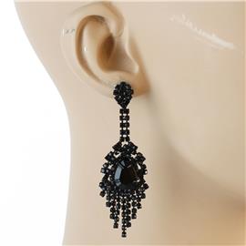 Rhinestones Tear Fringed Earring