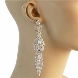 Rhinestone Long Oval Fringe Earring