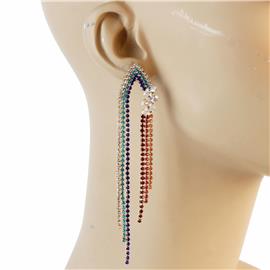 Rhinestone Multi Color Fringe Drop Earring