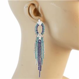 Rhinestone Multi Color Fringe Drop Earring