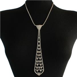 Rhinestones Tie Necklace