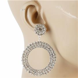 Rhinestones Round Earring