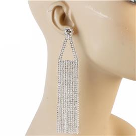 Rhinestones Long Triangle Fringed Earring