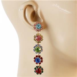 Rhinestones Flower Long Earrring