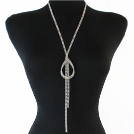 Rhinestones Long Teardrop Necklace