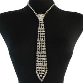 Rhinestones Tie Necklace