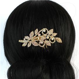 Rhinestones Leaves Hair Comb