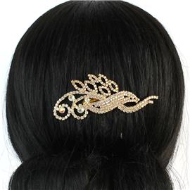 Rhinestones Swirl Leaves Hair Comb