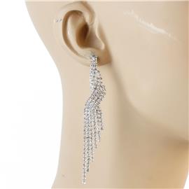 Rhinestones Swirl Long Earring