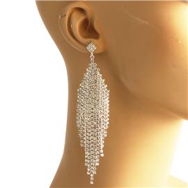 Rhinestones Casting Fringed Earring