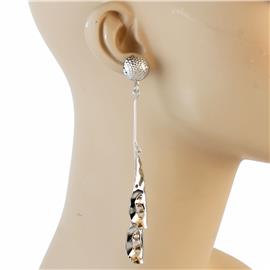 Metal Long Dangling Leaves Earring