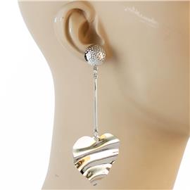 Metal Long Dangling Heart Earring