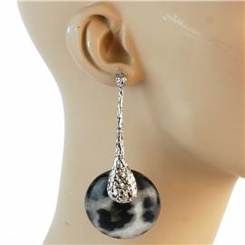 Fashion Long Animal Print Round Earring