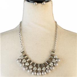 Metal Stones Necklace Set