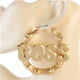 "Metal "Boss" Hoop Earring"