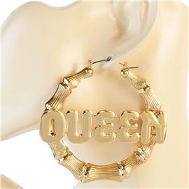 "Metal "Queen" Hoop Earring"